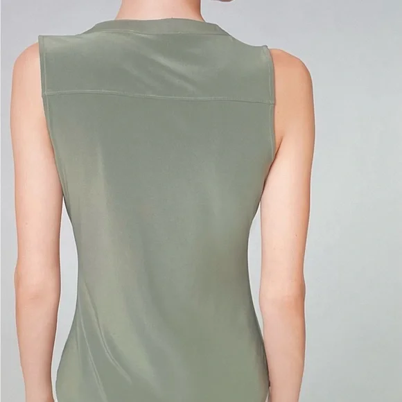 NWT WHBM Olive lace up matte Jersey top X Small - Picture 2 of 14